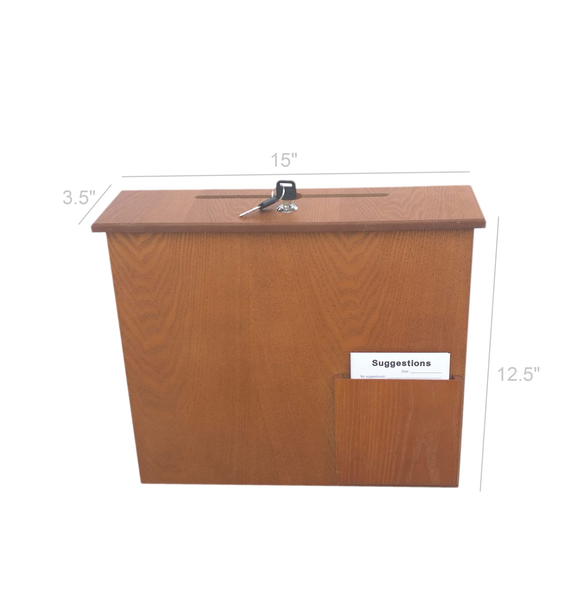 FixtureDisplays® Medium Oak MDF Wood Ballot Box - Charity Donation Collection Box for Fundraising, Voting & Suggestions (Model 27270-NPF) | Perfect for Schools, Churches, Community Events & Fundraising Campaigns