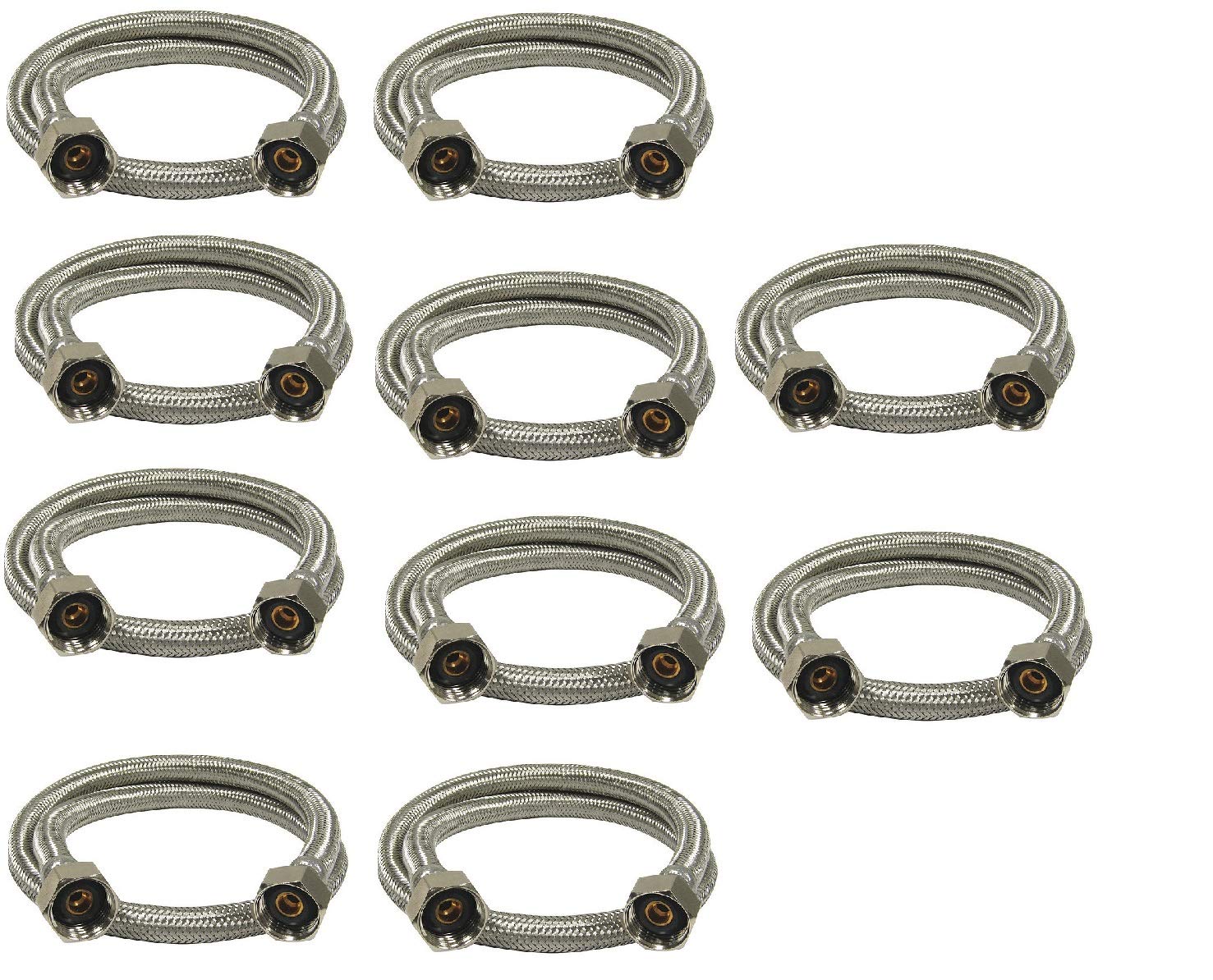 Stainless Steel Braided Faucet Water Supply Line - 24 Inch 1/2