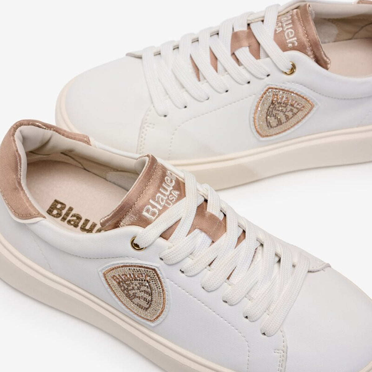 Blauer Venus 01 White Nude Sneakers for Women - Comfortable Casual Walking Shoes - Perfect for Office, Travel & Everyday Wear