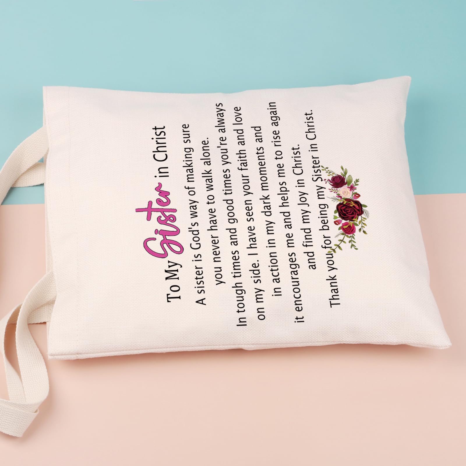 Christian Sister Cosmetic Bag - Religious Birthday Gift for Women, Makeup Pouch with Inspirational Design - Perfect for Church, Bible Study & Travel Accessories