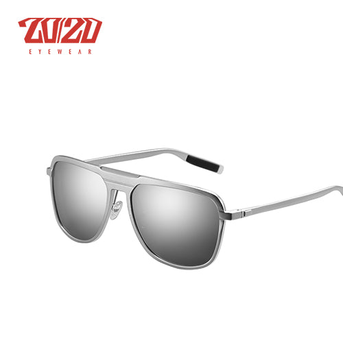 20/20 Unisex Full Rim Square Aluminum Polarized Sunglasses PK017 - Stylish UV Protection for Outdoor Activities, Driving & Fashion