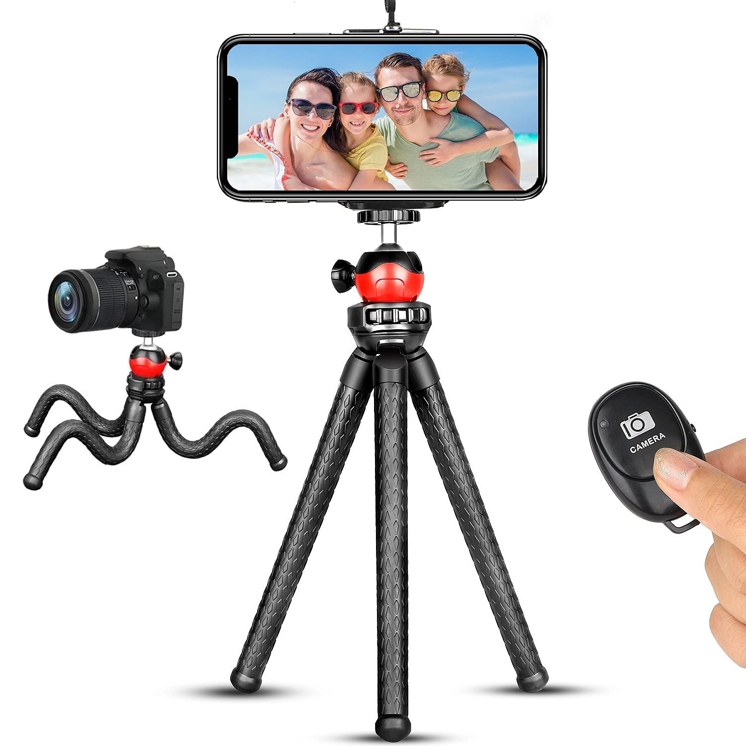 Flexible Phone Tripod Stand for iPhone & Android - Portable Adjustable Phone Holder with Bluetooth Remote - Perfect for Video Recording, Vlogging, Live Streaming, TikTok & YouTube Content Creation