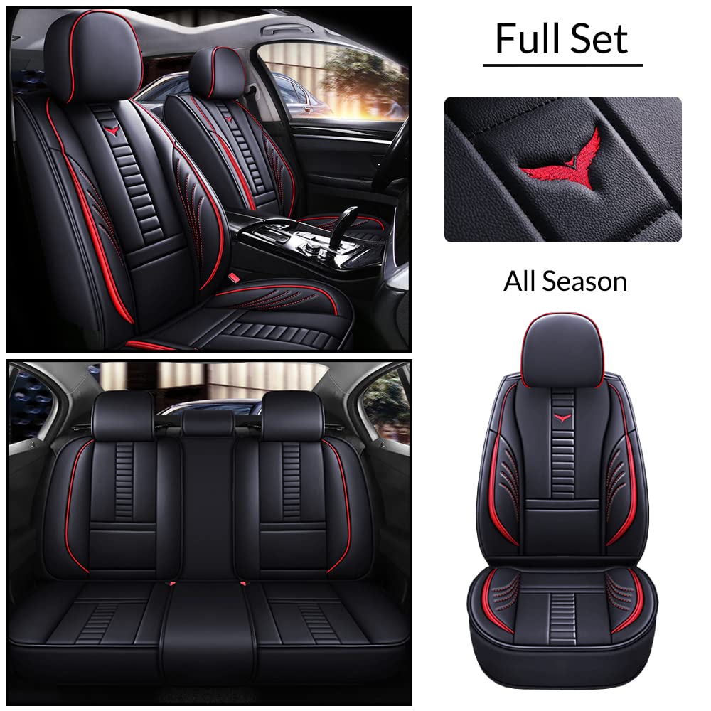 Premium Waterproof Faux Leather Car Seat Covers for Subaru Ascent 2019-2025 - Front & Back Seat Protectors with Airbag Compatibility (Black & Red) | Durable Protection for Pets, Kids & Spills | Perfect for Road Trips & Daily Commutes