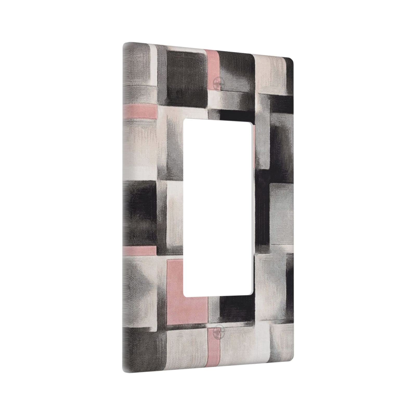 Modern Blush Pink Geometric Light Switch Cover - 1 Gang Rocker/Decora Wall Plate - Abstract Art Design GFCI Outlet Cover for Bedroom, Bathroom & Home Decor - Perfect for Contemporary Interior Design & DIY Home Improvement