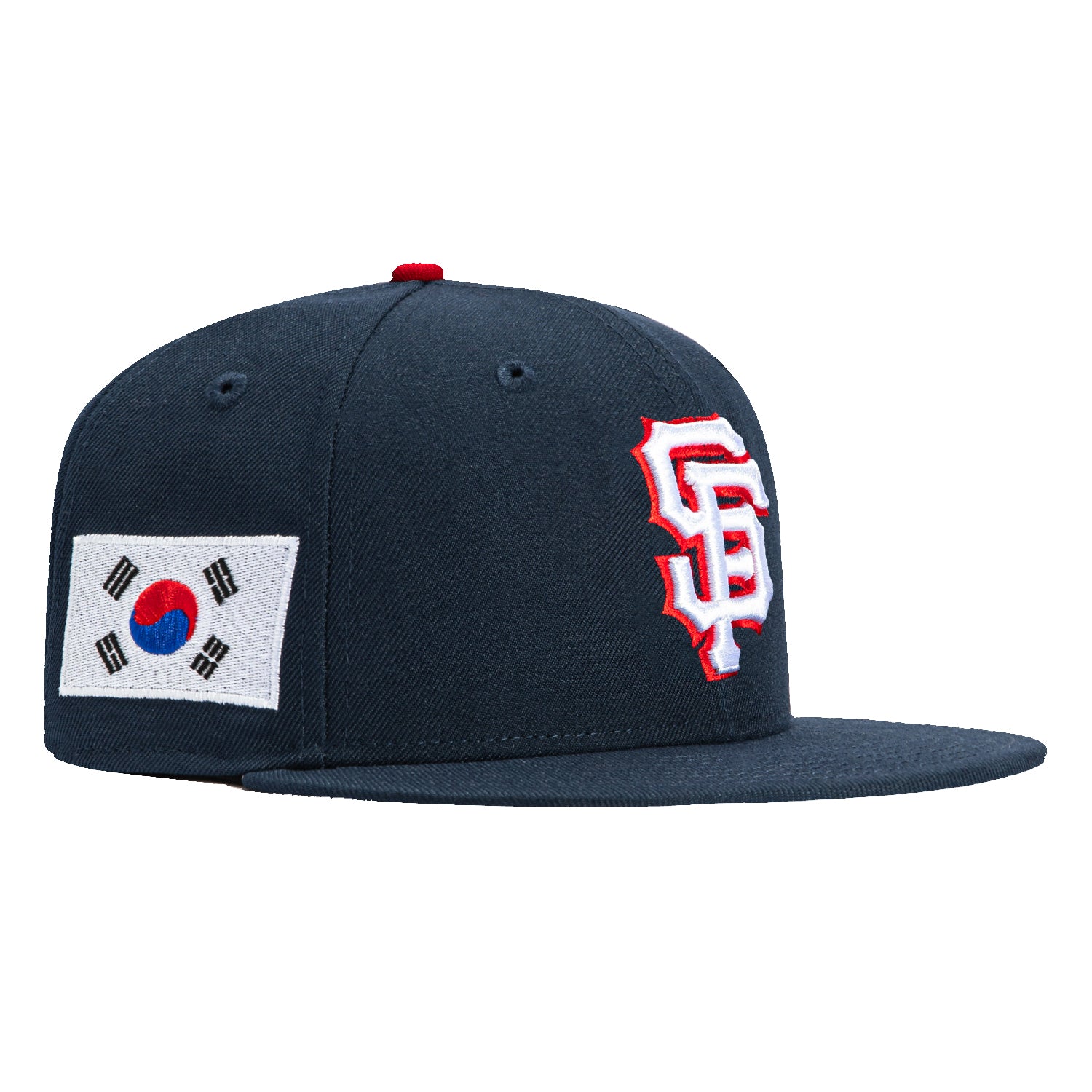 New Era 59Fifty San Francisco Giants Korea Flag Patch Snapback Baseball Cap - Navy, White, Red - Perfect for Baseball Games, Streetwear Fashion & Fan Collections