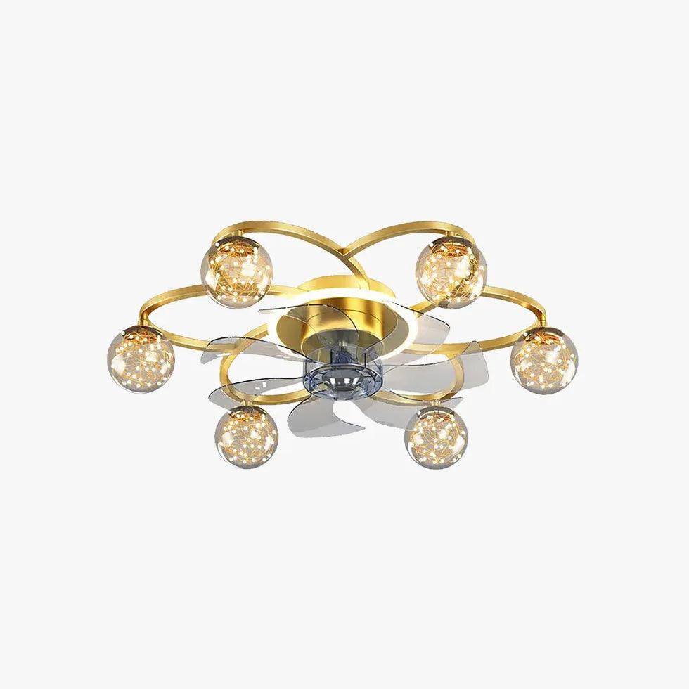 Stylish Octopus-Themed Gold Ceiling Fan with LED Light - Perfect for Coastal, Nautical or Kids' Bedroom Decor
