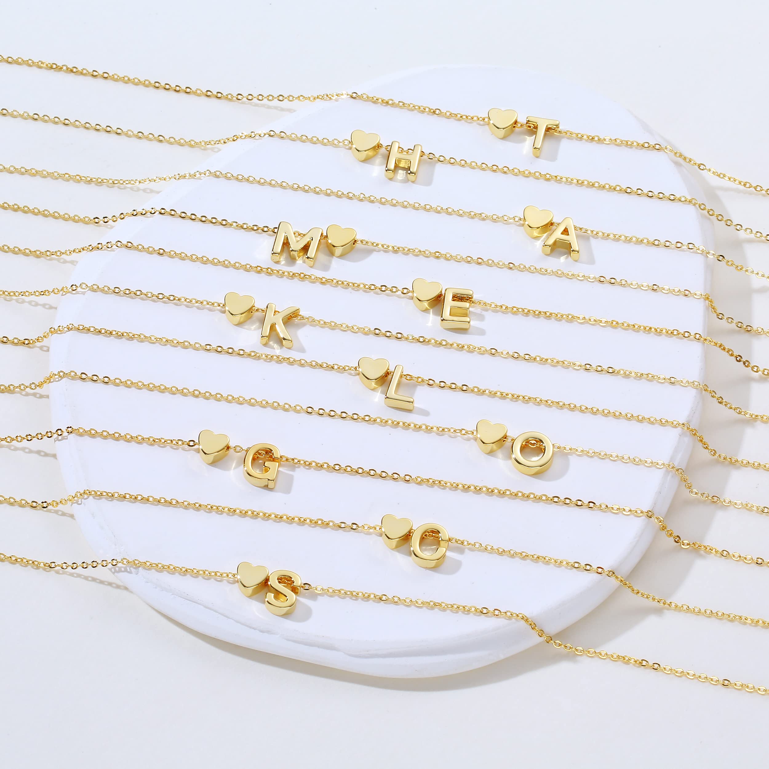14K Gold Plated Personalized Initial Necklace for Women - Dainty Heart Letter Pendant Name Necklace | Perfect Gift for Birthday, Anniversary & Valentine's Day