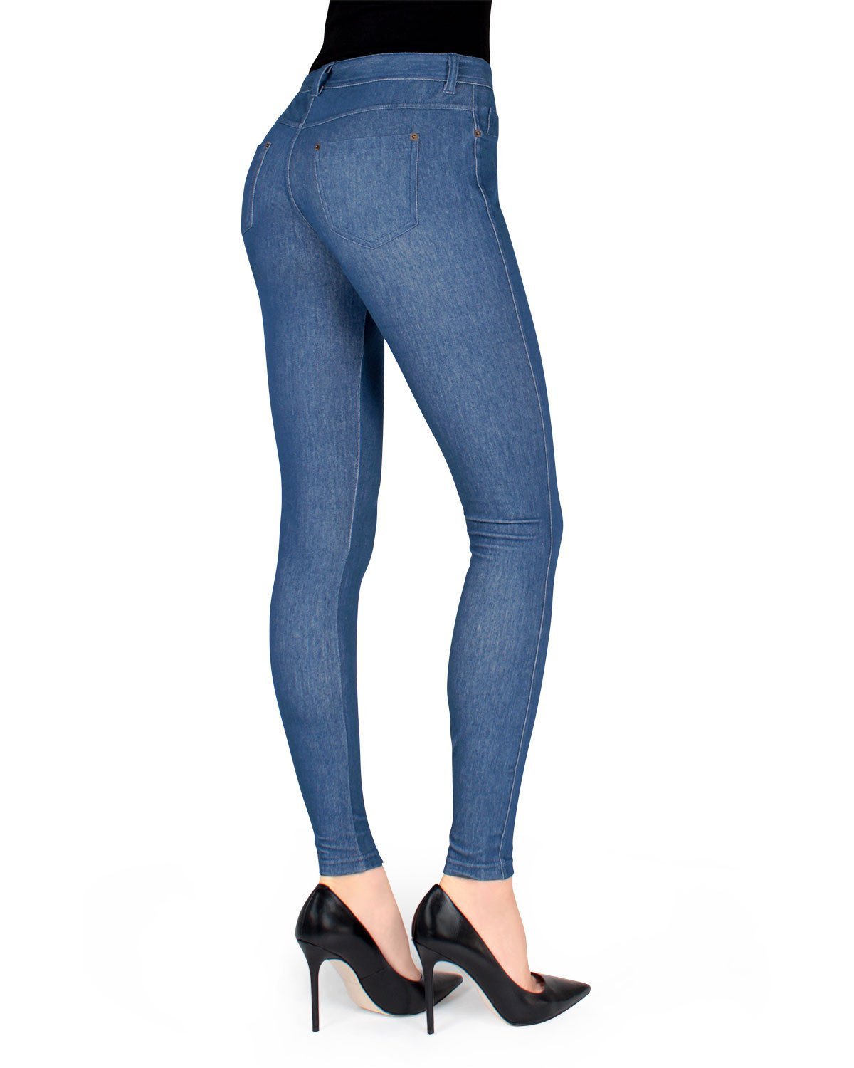 MeMoi Unbottled Denim Jean Leggings for Women - Stretchy Comfortable Jeggings with High Waist & Skinny Fit - Perfect for Casual Wear, Work & Everyday Outfits