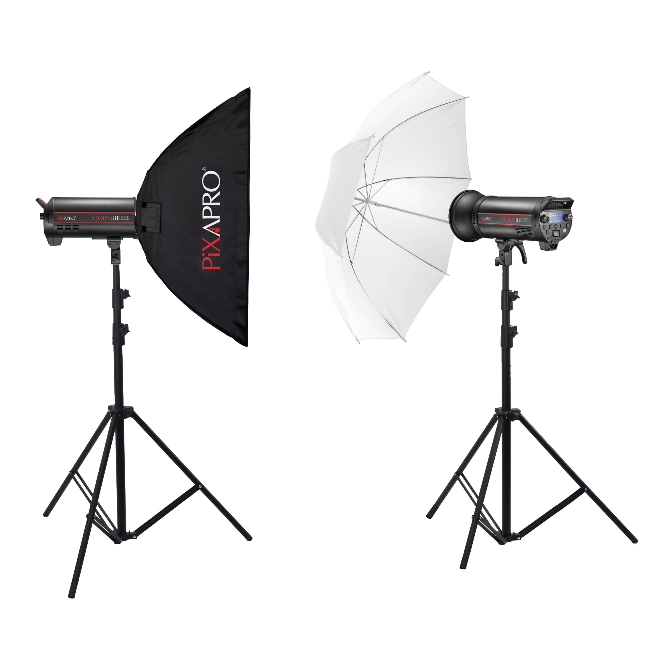 STORM1200III High Speed Flash Light Twin Kit with Umbrella & Softbox (QT1200 III) - Professional Studio Photography Lighting for Portraits, Product Shoots & Indoor Events