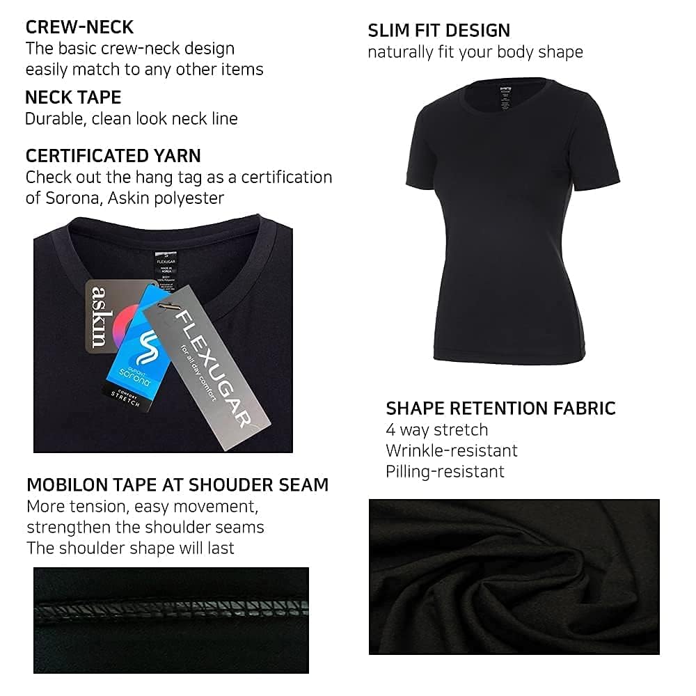 Women's Basic Crew Neck Short Sleeve T-Shirts - Soft Cool Wicking Quick Dry White Tee for Everyday Wear & Summer Outfits