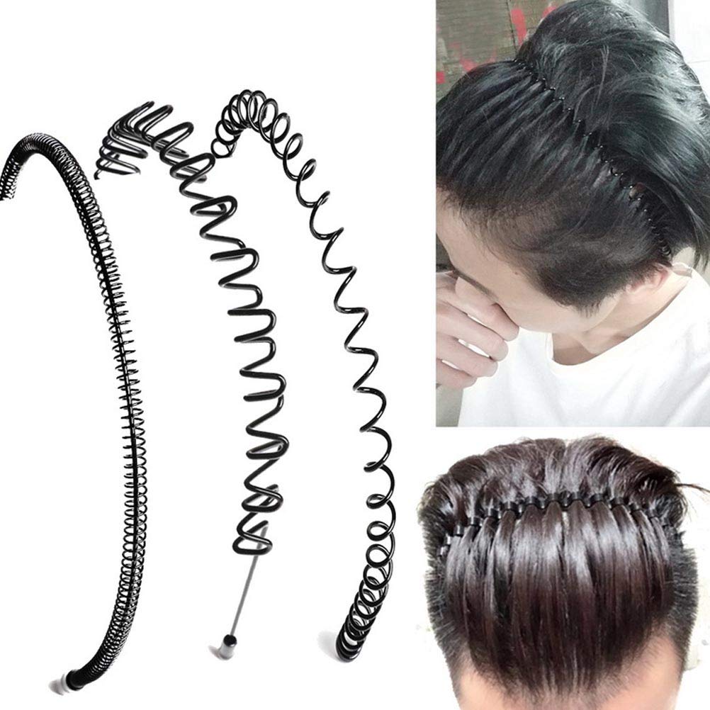 SOLUSTRE 3-Pack Wavy Headbands for Men & Women - Metal Teeth Comb Headbands, Anti-Slip Sports Hair Hoops, Multi-Style Elastic Hair Accessories for Workouts, Running, Yoga and Daily Use
