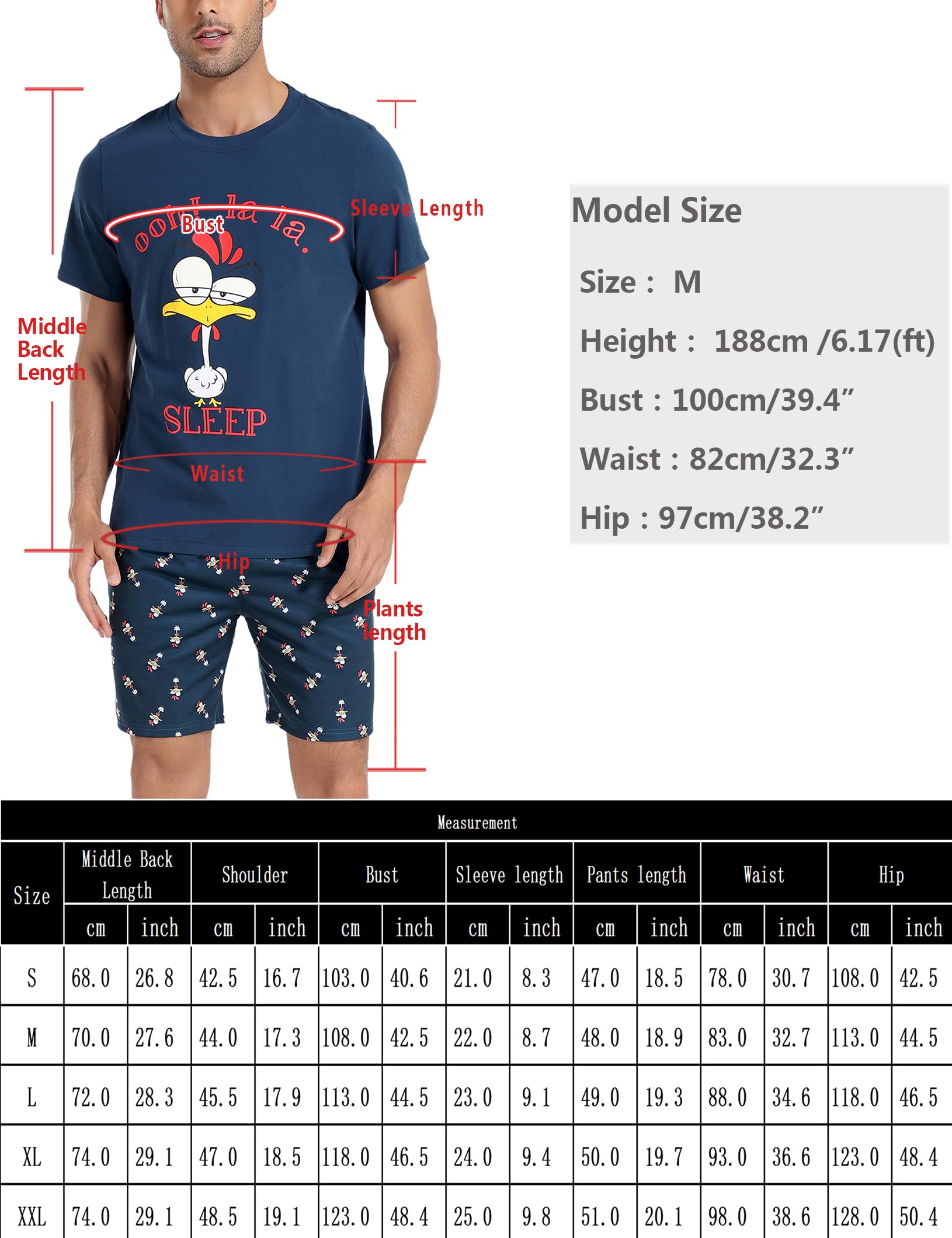 Men's Cotton Pajama Set - Soft V-Neck Sleepwear with Pockets for Lounge & Relaxation - Perfect for Home, Travel & Gift Giving