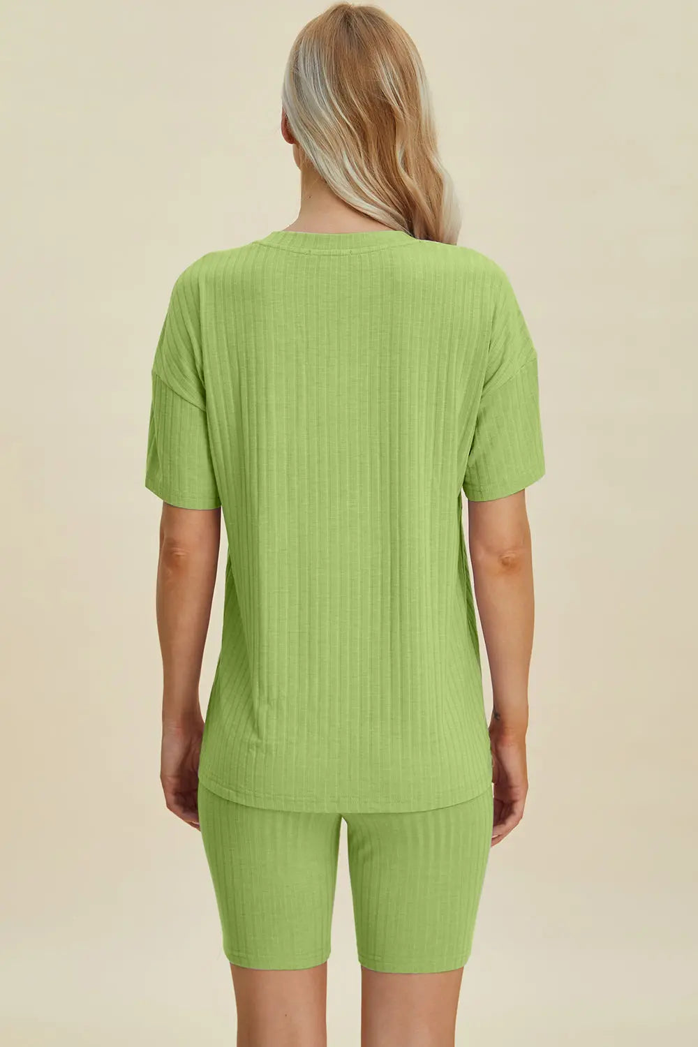 Basic Bae Full Size Ribbed V Neck Short Sleeve Top and Shorts Set - Women's Casual Summer Outfit for Beach, Lounge & Everyday Wear