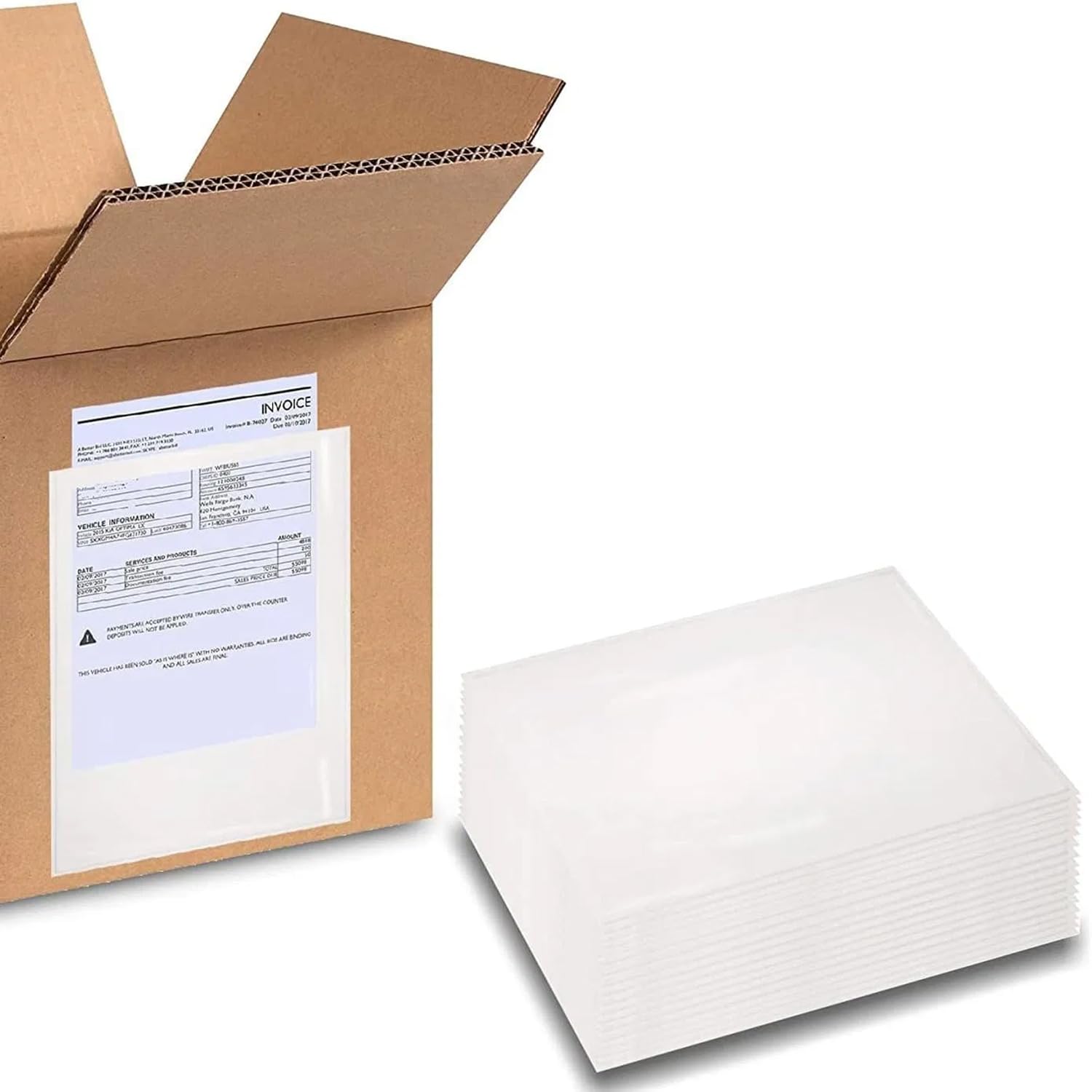 1000 Pack 6x9 Inches Clear Shipping Label Sleeves - 5.5x8.5 Inches Usable Size, Durable Tear-Proof White Back Mailing Pouches for Packing Lists & Shipping Labels - Perfect for Ecommerce, Logistics & Office Organization
