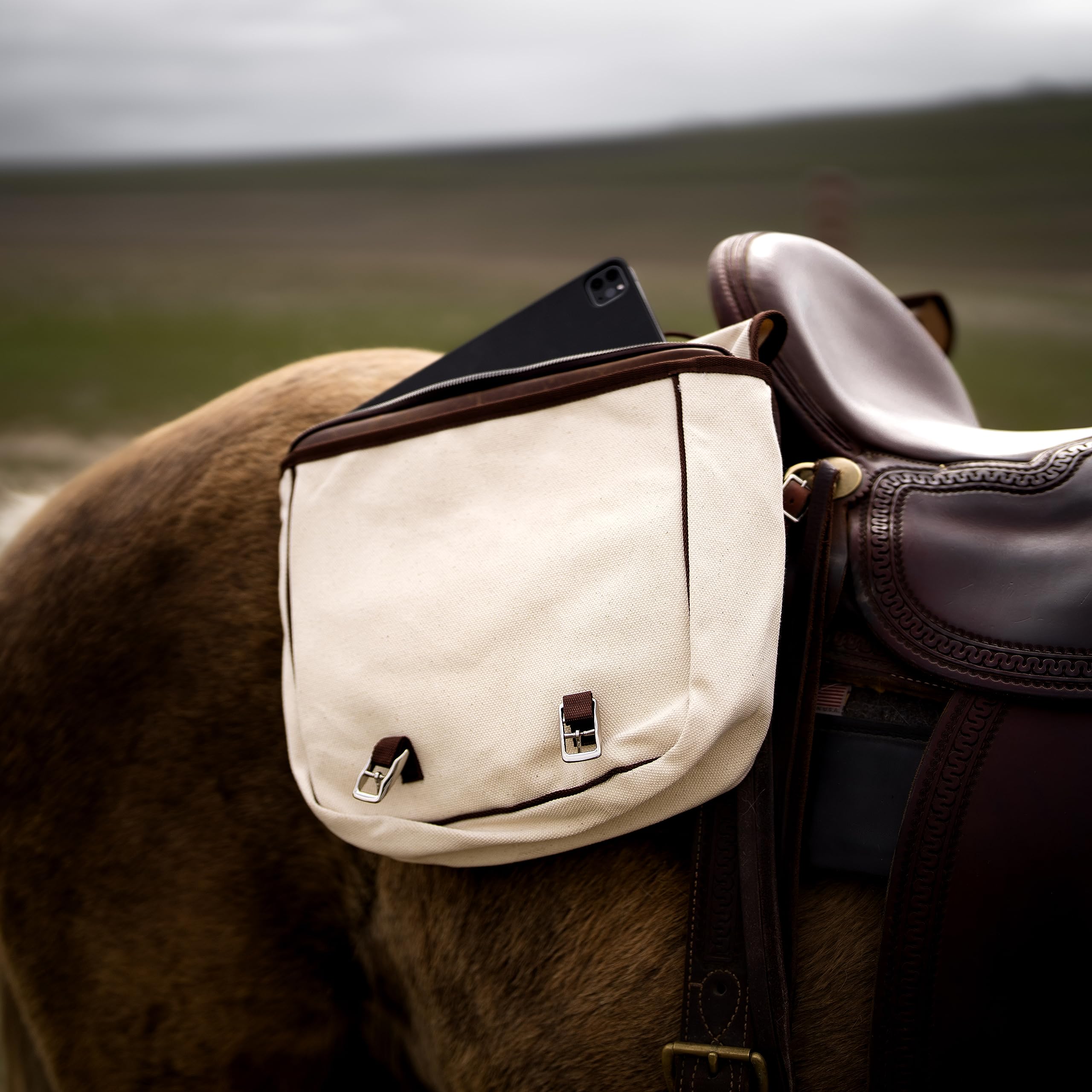 TrailMax Heavy Duty Canvas Horse Saddle Bag - Waterproof & Weather Resistant Equestrian Saddlebag for Trail Riding - Perfect for Outdoor Adventures, Camping & Long Distance Horseback Riding
