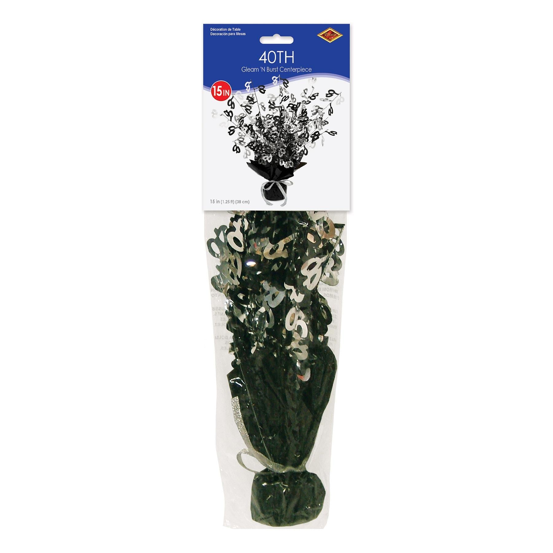 12 Pack Beistle 40th Birthday Party Centerpieces - Black Decorations for Anniversary Celebrations, Table Centerpieces, and Milestone Party Decor