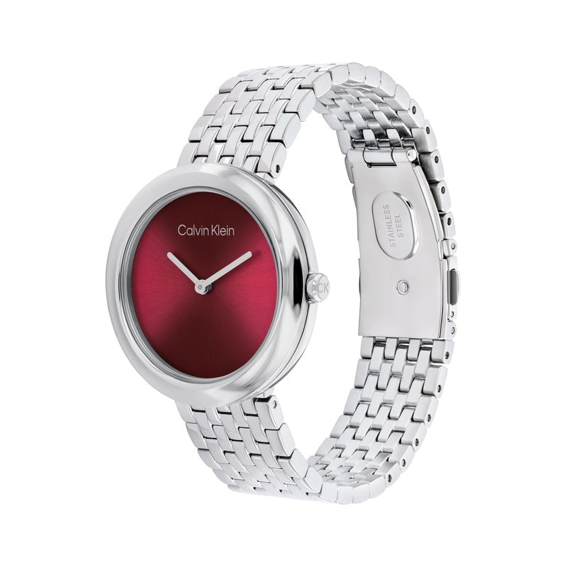 Calvin Klein Twisted Bezel Red Dial Watch 25100064 - Stylish Unisex Timepiece for Casual & Formal Occasions