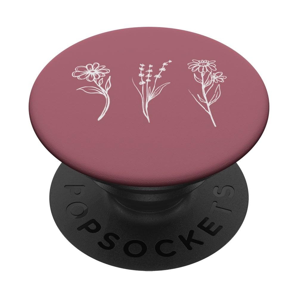 Minimalist Dark Rose Pink Floral Pattern PopSockets PopGrip - Phone Grip & Stand for iPhone, Samsung, Smartphones - Perfect for Work, Travel, and Everyday Use