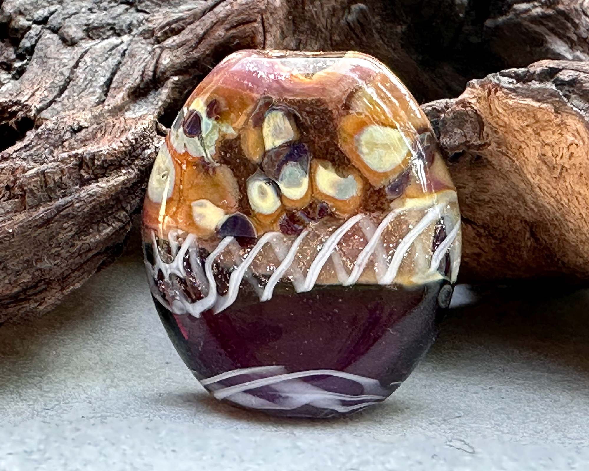Brown Amethyst Shimmer Lampwork Focal Bead SRA - Handmade Glass Bead for Jewelry Making, DIY Crafts & Beading Projects | Perfect for Necklaces, Bracelets & Earrings