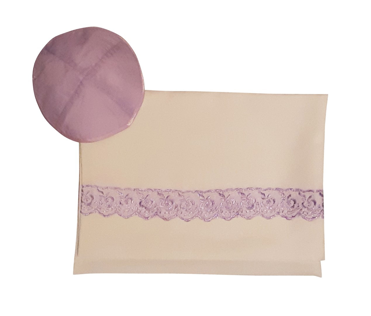 Lilac Lace Embroidered Tallit Prayer Shawl for Girls & Women - Elegant Tzitzit Jewish Tallis for Bat Mitzvah, Synagogue & Religious Ceremonies