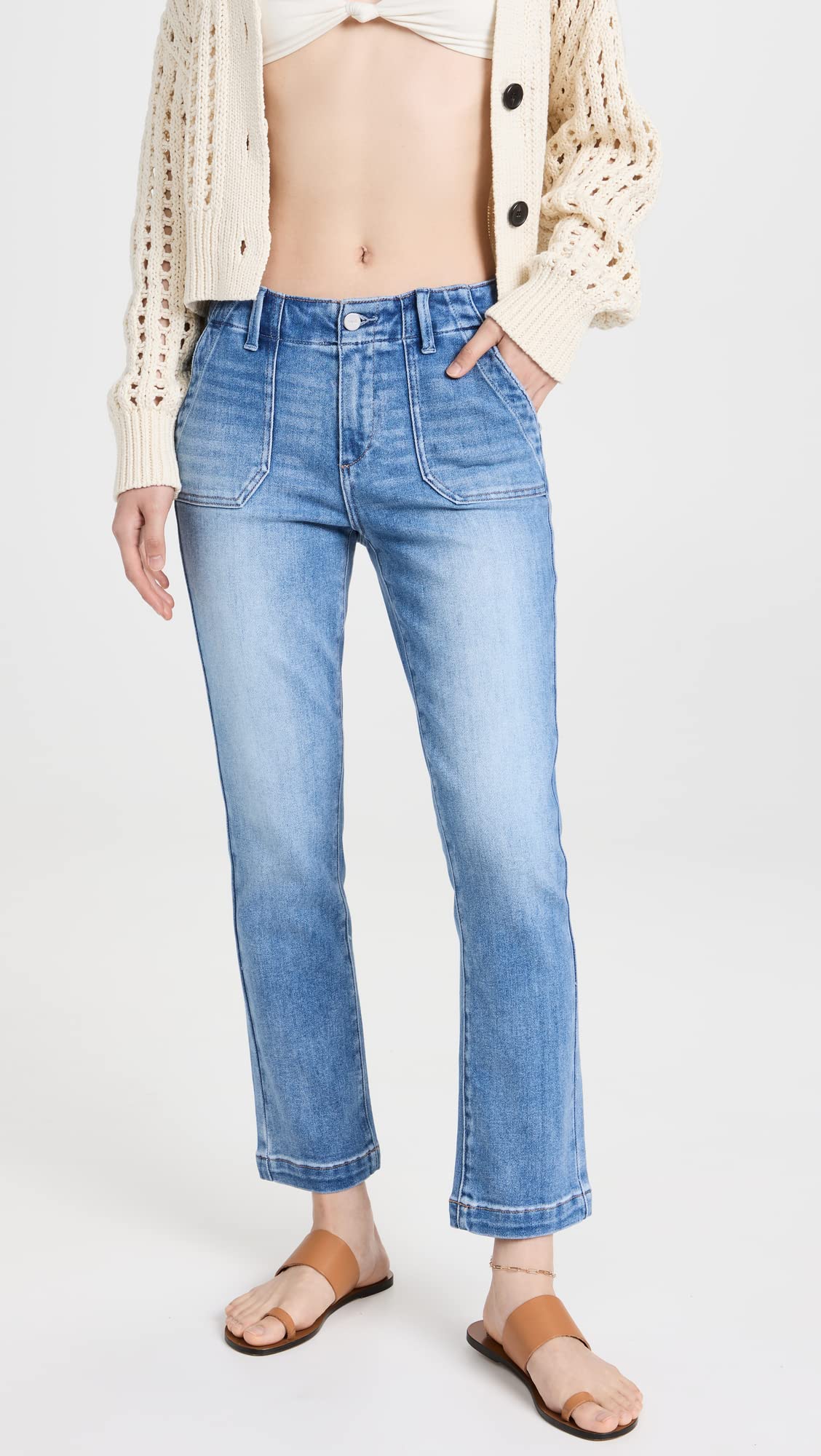 PAIGE Women's Mayslie Straight Ankle Jeans - High Waist Slim Fit Denim Pants for Casual Wear & Everyday Outfits