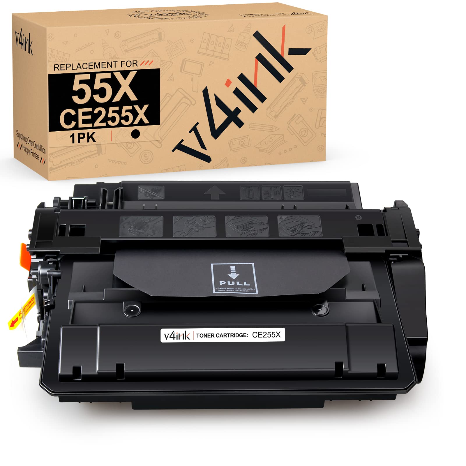 V4ink Compatible CE255X Toner Cartridge Replacement for HP 55X CE255X 55A CE255A (12500 Pages) - Works with HP P3015, P3015dn, P3015x, Enterprise Pro 500 MFP, M525, M521, M521dn, M521dw Printers - Ideal for Office & High-Volume Printing