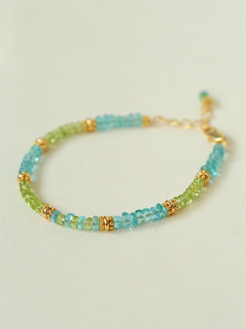 Joy Beads Olive Crystal Bracelet for Women - Elegant Green Gemstone Beaded Jewelry for Everyday Wear & Special Occasions