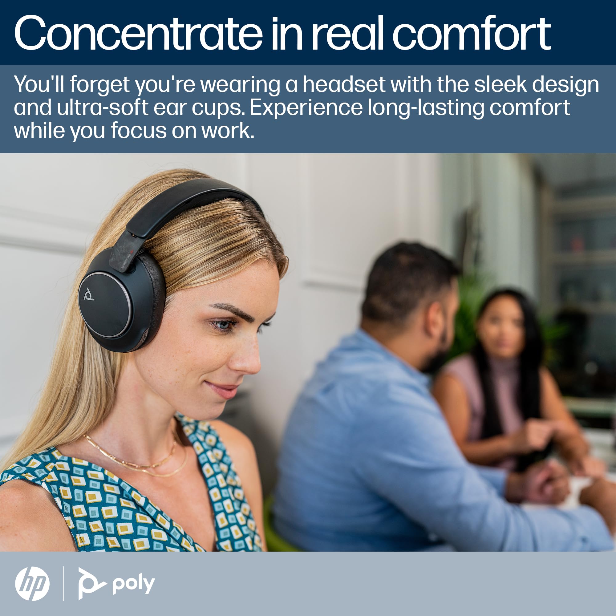Poly Voyager Surround 80 UC Wireless Bluetooth Headset with Noise-Canceling Microphones & Adaptive ANC - Compatible with iPhone, Android, PC, Mac, Zoom, Microsoft Teams (Certified) - Ideal for Remote Work, Online Meetings & Gaming - Amazon Exclusive