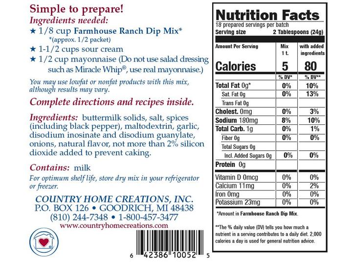 Farmhouse Ranch Dip Mix - Homemade Seasoning Blend for Chips, Veggies & More | Perfect for Parties, Snacks & Entertaining