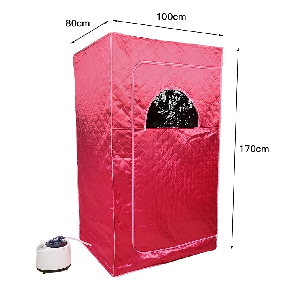 Portable Steam Sauna 80×100×170 cm with 2 Steam Generators, 2 Beds, Waterproof Home Sauna Cabin, Full Body Personal Spa Sauna (Red) - Perfect for Home Relaxation, Detox & Muscle Recovery