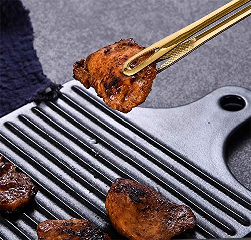 5-Pack Rose Gold Stainless Steel Food Serving Tongs - Kitchen Cooking & BBQ Grilling Utensils for Salad, Bread, Pastry, Meat (Perfect for Parties, Picnics, Restaurants)