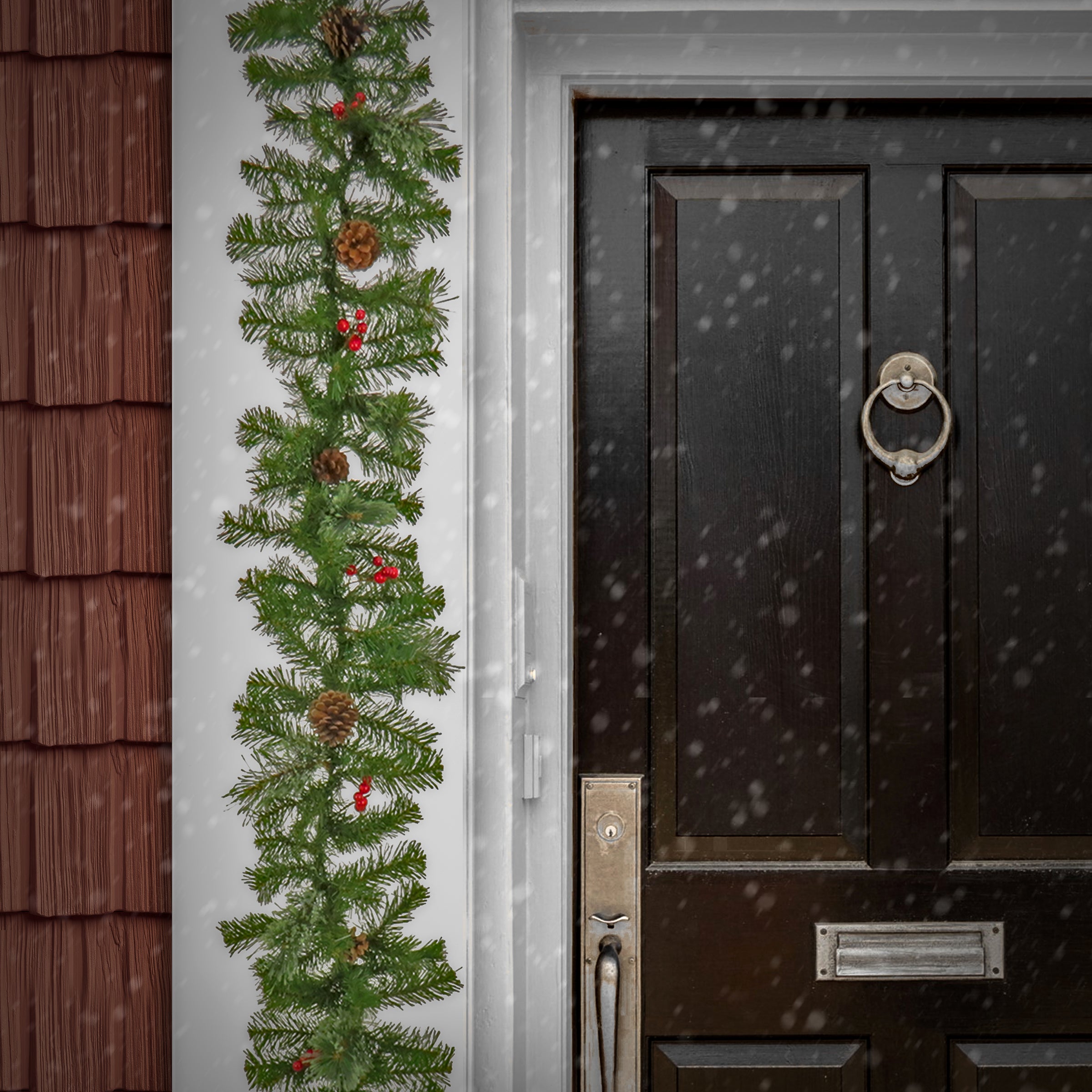 9 ft. Premium Evergreen and Cashmere Tips Christmas Garland - Perfect for Holiday Mantel, Staircase & Fireplace Decor