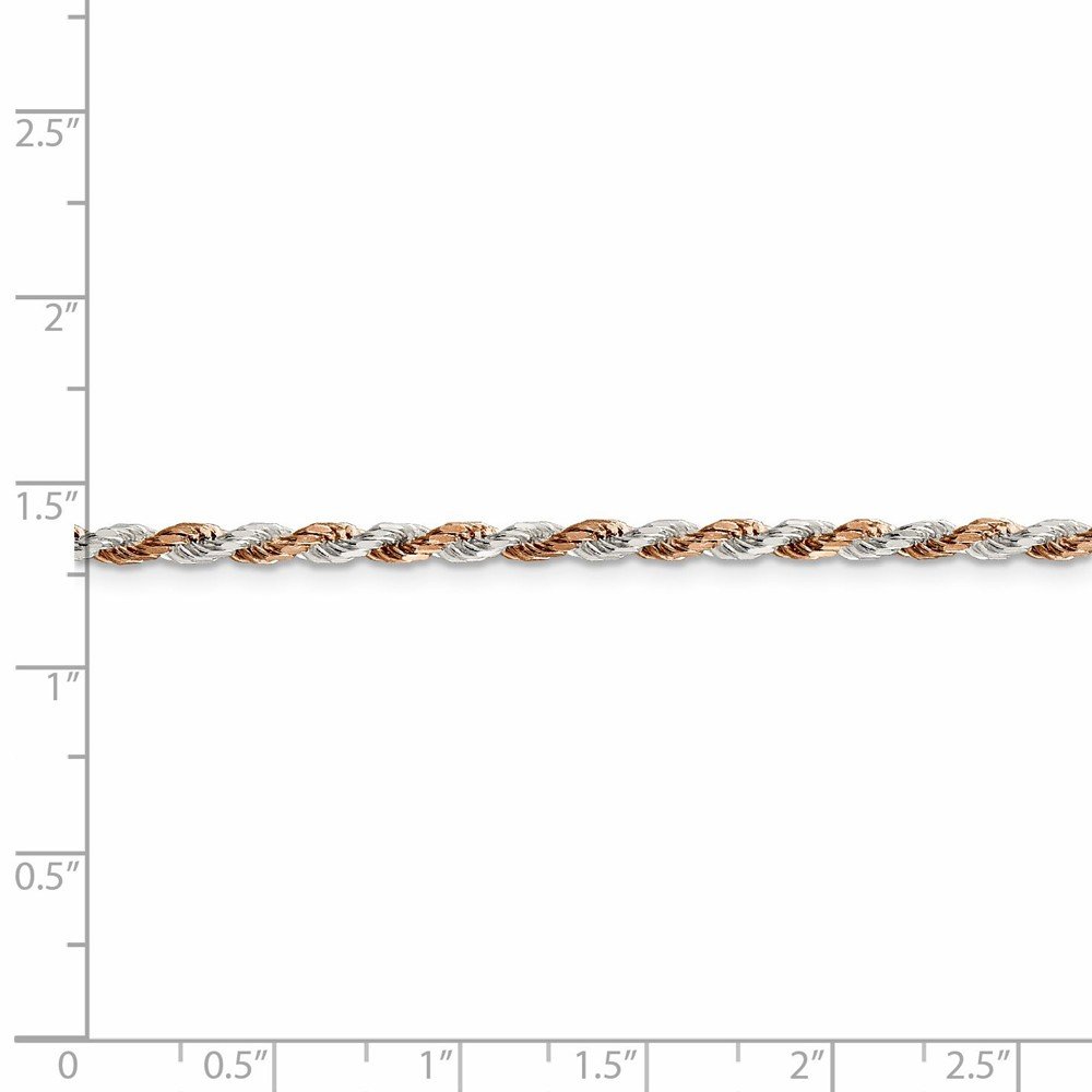 2.5mm Sterling Silver Rose Gold Vermeil Diamond-Cut Rope Chain Necklace - Perfect for Everyday Wear, Gifts & Special Occasions