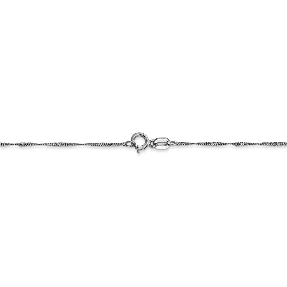 The Black Bow 1mm 14k White Gold Diamond Cut Singapore Chain Necklace - Perfect for Elegant Evenings & Special Occasions