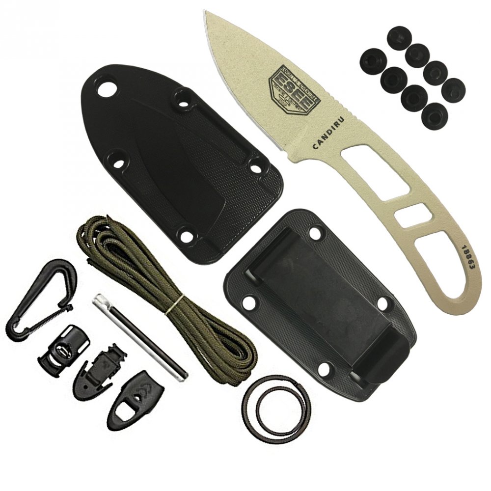 ESEE Authentic CAN-DT-KIT-E Survival Knife with Sheath & Clip Plate - Outdoor Camping, Hunting, Emergency Preparedness Gear for Survival Kits and Bushcraft Adventures