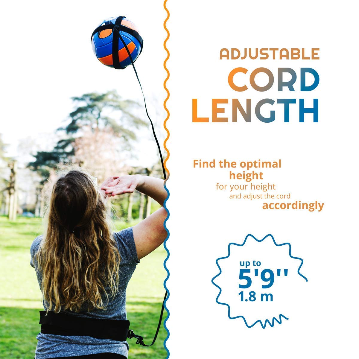 Elastic Waist Belt Solo Soccer Volleyball Rugby Training Aid - Adjustable Hands-Free Kick & Throw Practice for Kids & Adults - Improve Ball Control Skills for Backyard, Gym & Field Drills