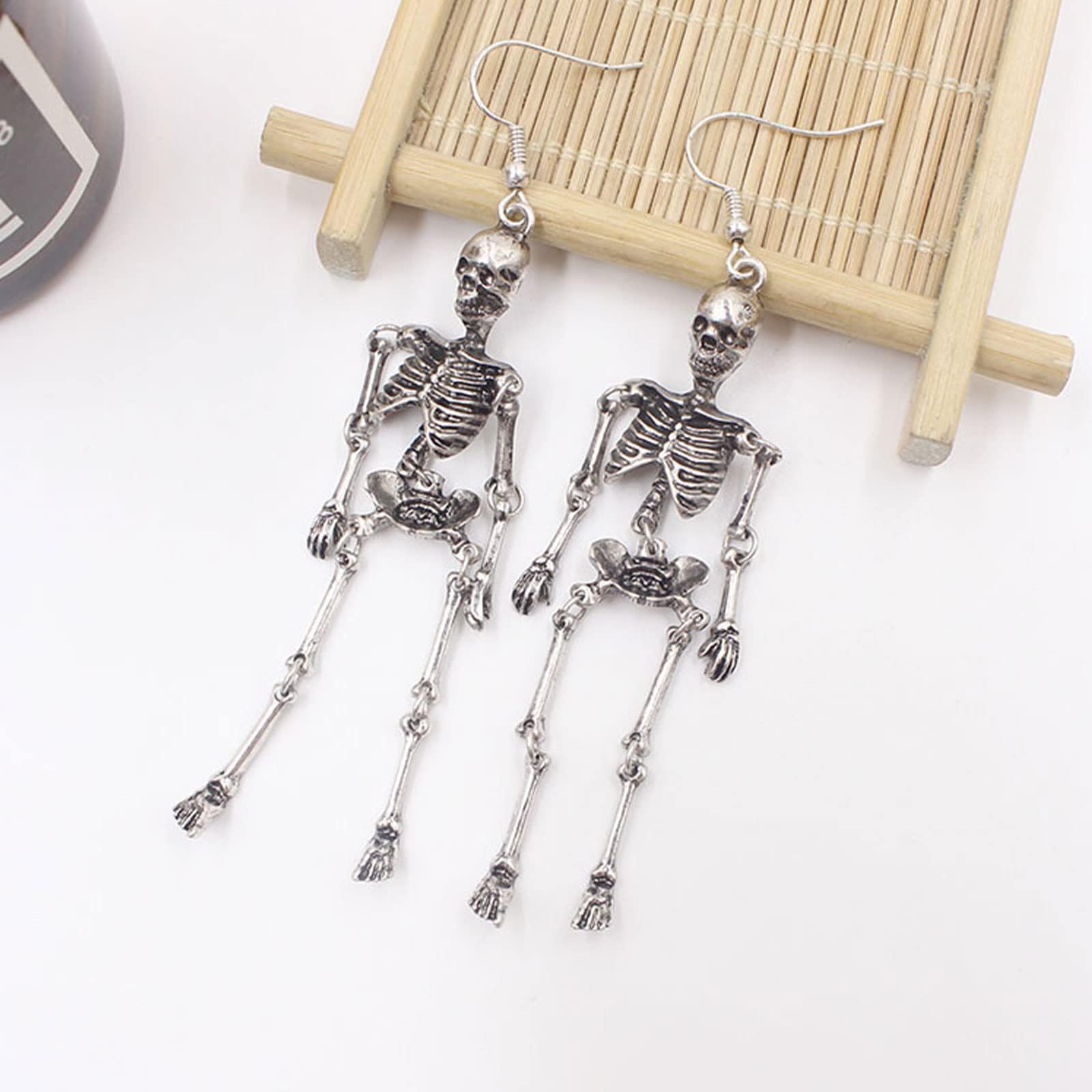 Halloween Skeleton Dangle Earrings for Women - Rhinestone Skull Drop Earrings | Gothic Jewelry, Spooky Costume Accessories & Holiday Gift Ideas | Perfect for Halloween Parties, Cosplay & Themed Events