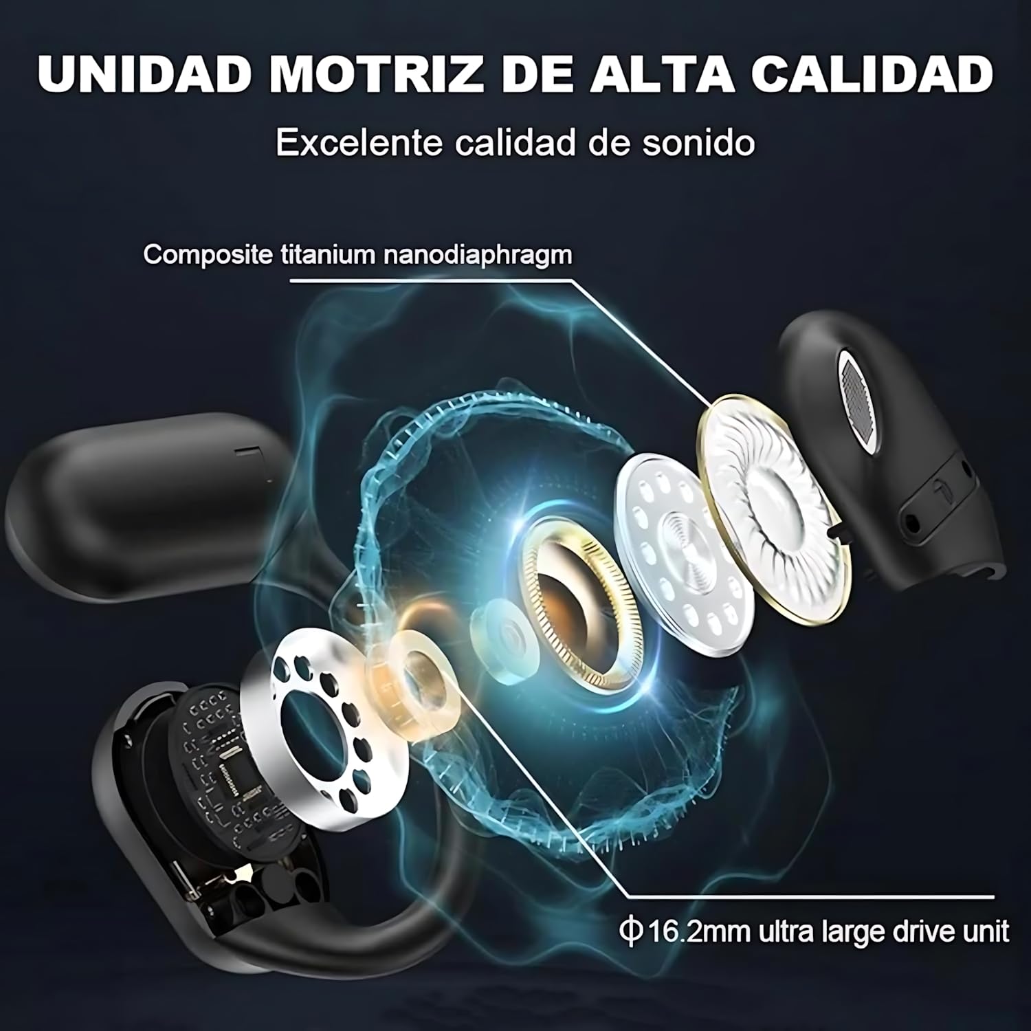 Dodorados Wireless Earbuds with Active Noise Cancelling, Bluetooth 5.4 Open Ear Headphones, IPX5 Waterproof, Hi-Fi Sound Quality for Running, Gym & Outdoor Activities (Black)