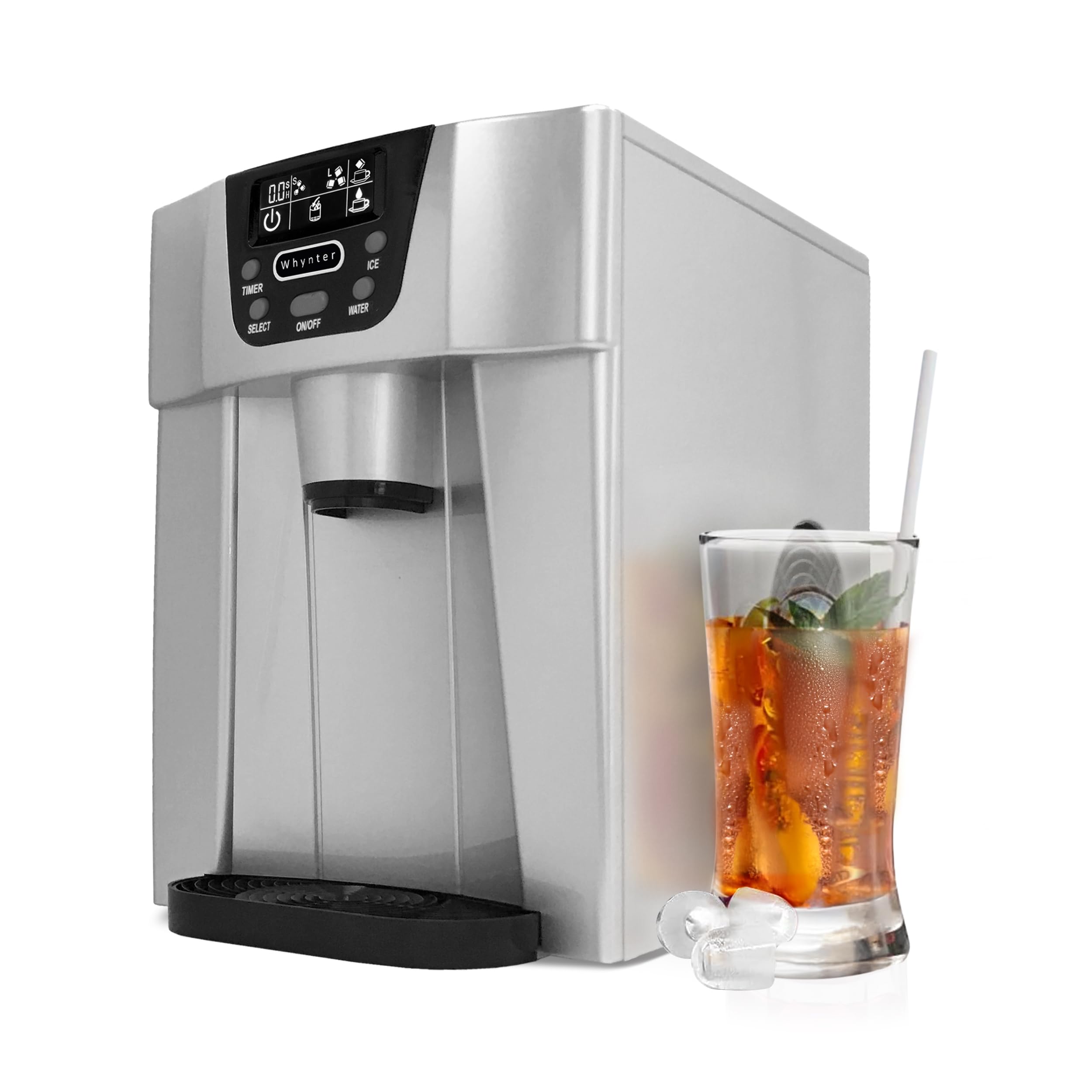Whynter IDC-221SC Silver Countertop Ice Maker with Water Dispenser - Compact Direct Connect Ice Machine for Home, Office, RV & Outdoor Use
