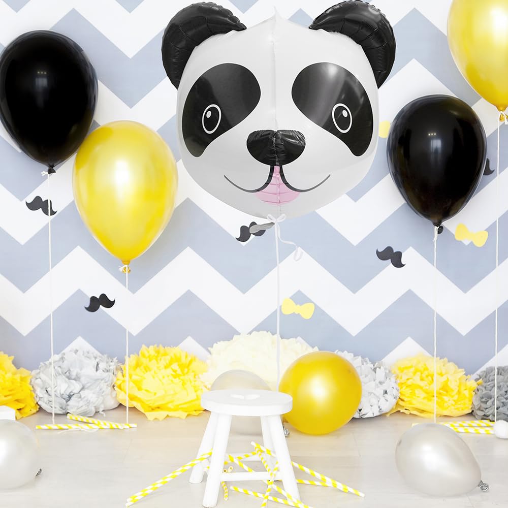 4 Pack Cartoon Panda Head Aluminum Balloons - Zoo Animals Panda Themed Party Supplies for Kids Birthday, Jungle Safari Baby Shower & Wedding Decorations - Perfect for Birthday Parties, Baby Showers, Gender Reveals and Themed Events