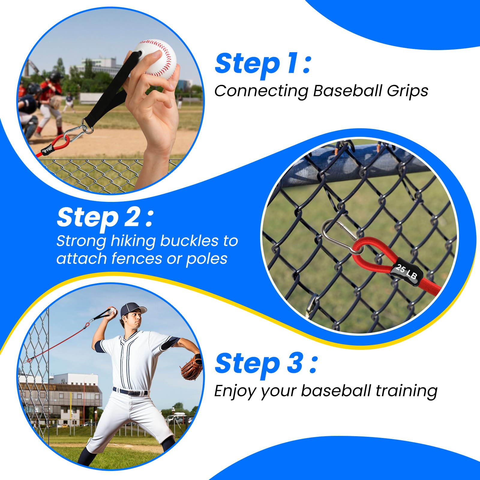 Baseball Resistance Bands for Arm Strength Training - Durable Workout Bands with Interchangeable Grips for Baseball Players, Pitchers & Beginners - Perfect for Home Gym, Team Practice & Pre-Game Warmups