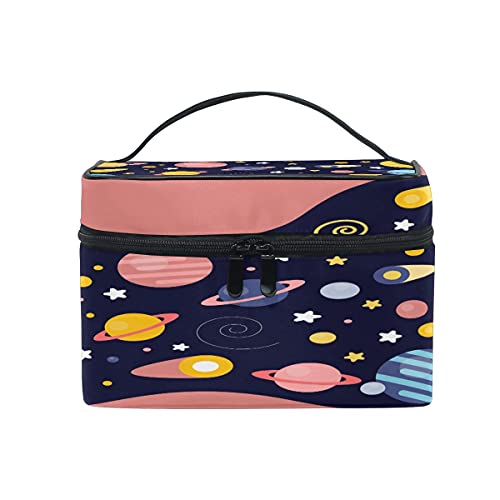 Galaxy Cosmetic Bag - Waterproof Travel Makeup Organizer for Women, Space Themed Train Case with Multiple Pockets - Perfect for Travel, Gym, and Daily Storage