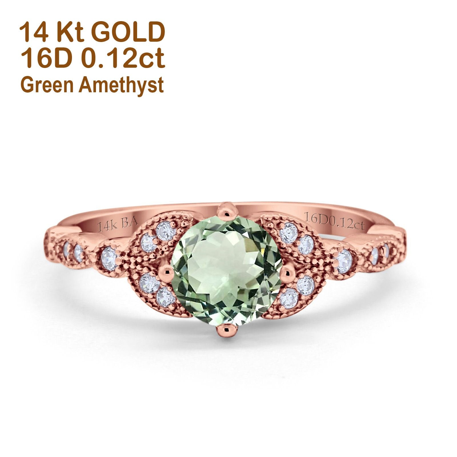 14K Gold 0.96ct Round Art Deco 6mm G SI Diamond Engagement Ring for Women - Elegant Wedding Band, Anniversary Gift, Promise Ring for Brides & Couples (Perfect for Proposals, Vow Renewals & Special Occasions)