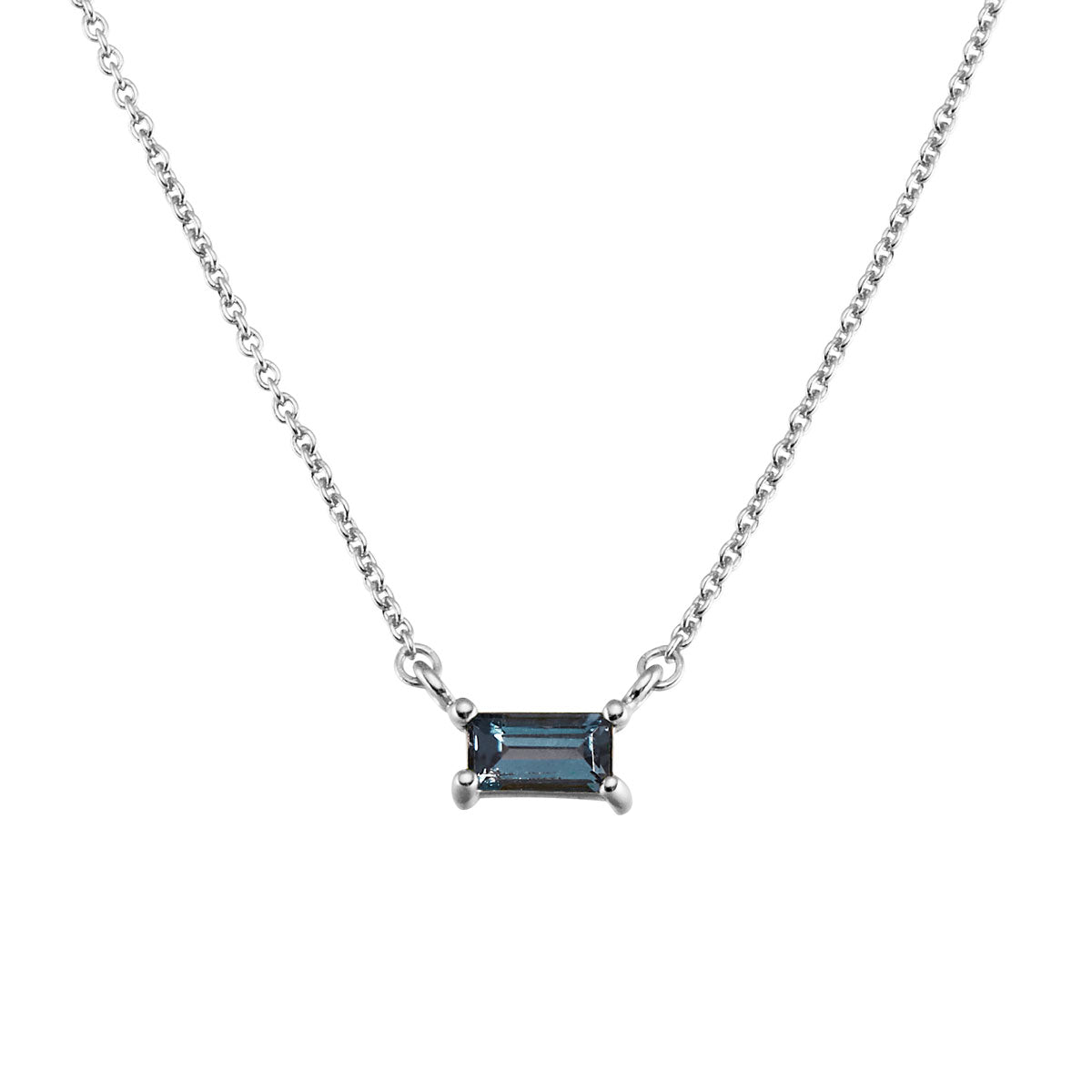 Lumen Baguette London Blue Topaz Sterling Silver Necklace for Women - Elegant Pendant Jewelry Gift for Birthday, Anniversary & Special Occasions