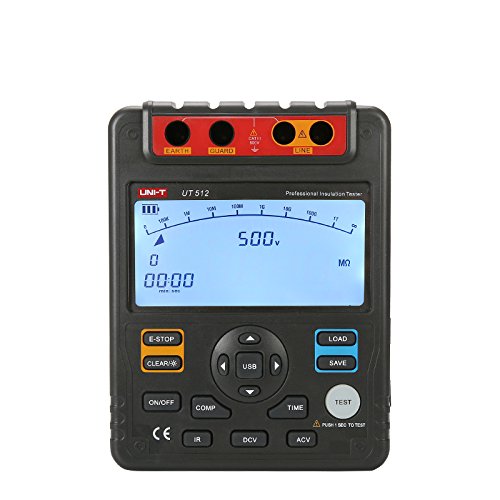 UNI-T UT512 Digital Insulation Resistance Tester 500V/1000V/1500V/2500V with USB PC Software - High Voltage PI DAR Tester for Electrical Maintenance, Industrial Testing & Home DIY Projects