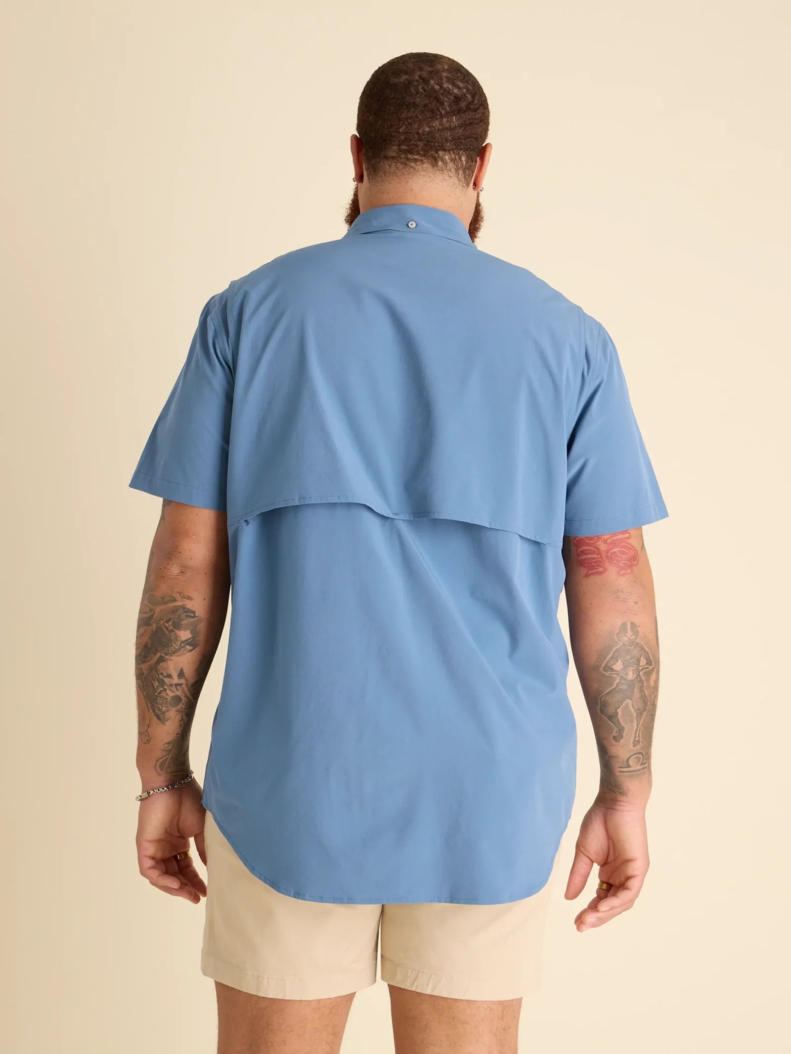 Chubbies The Blue Crew Short Sleeve Sport Shirt - Breathable Performance Shirt for Men in Dusty Blue | Perfect for Golf, Tennis & Casual Wear