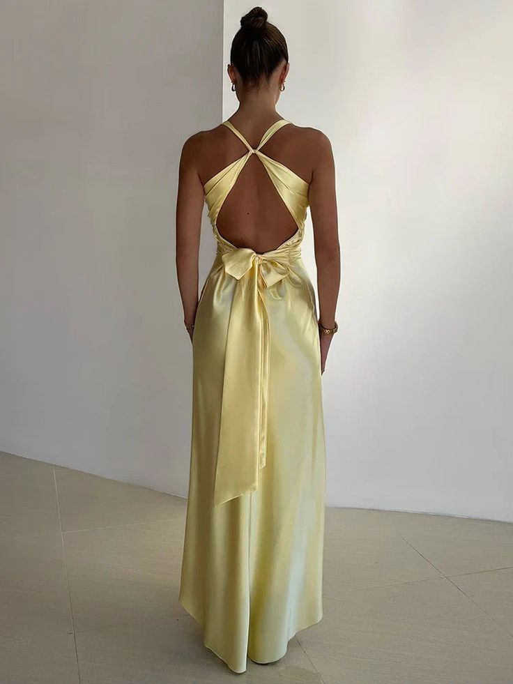 Elegant Yellow V-Neck Long Prom Dress for Women - Formal Evening Gown J5814 | Perfect for Homecoming, Prom Night, and Special Occasions
