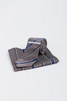 Stylish Cavani Brown Striped Tie Set for Men - Perfect for Business, Weddings & Formal Events