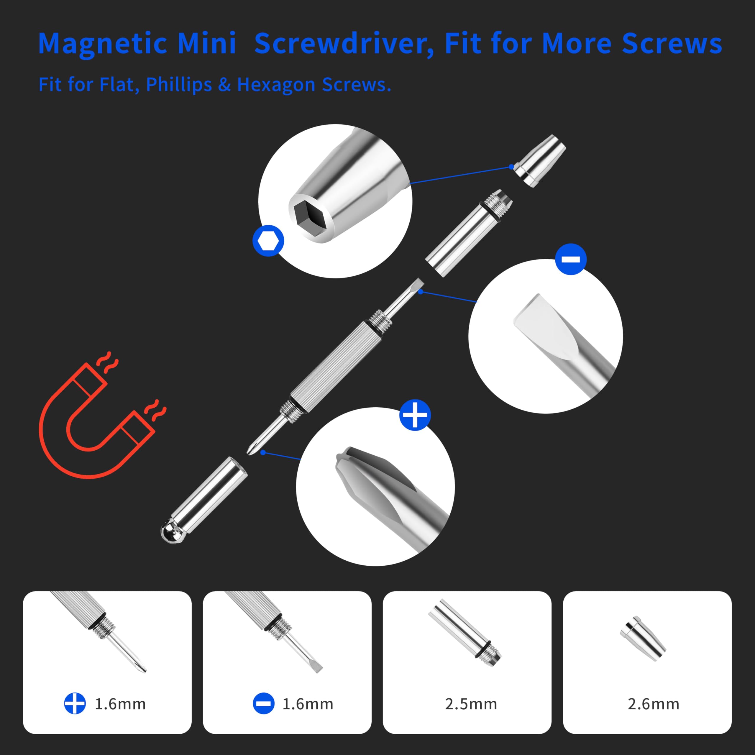 Premium Magnetic Eyeglass Repair Kit with Gold Screw - All-in-One Eyewear Repair Tool Set Includes Precision Screwdrivers & Nose Pads - Perfect for Glasses, Sunglasses & Reading Glasses Repair at Home or Travel