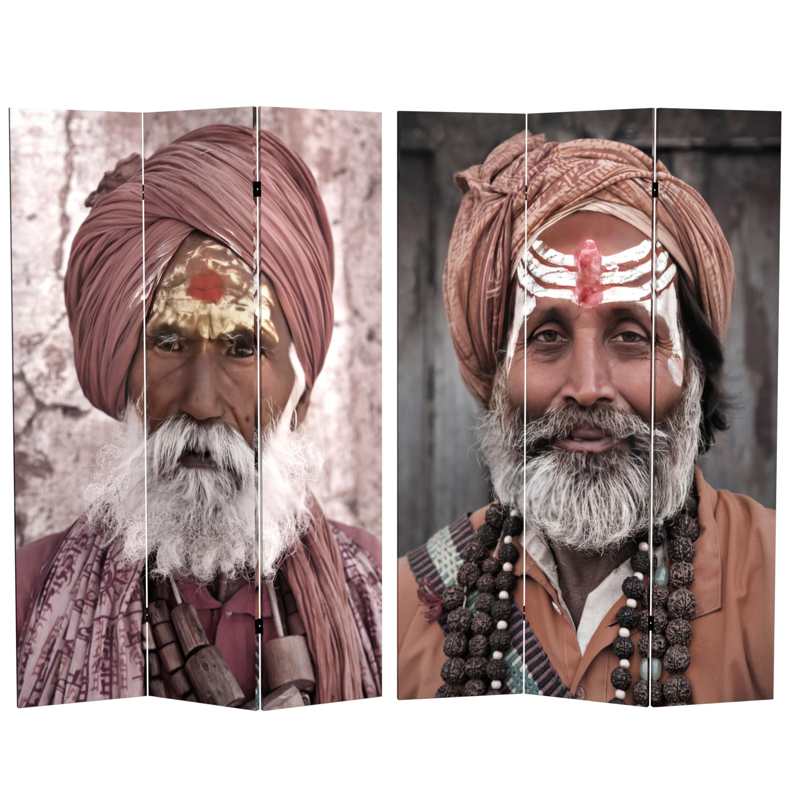 6 ft Tall Double Sided Hindu Sadhu Canvas Room Divider - Vibrant Red Lantern Design for Home Decor, Yoga Studios & Meditation Spaces | Multicolor Handmade Partition Screen for Living Rooms and Events